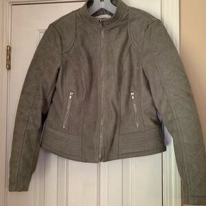 BB DAKOTA GREY FAUX SUEDE MOTO JACKET SIZE L